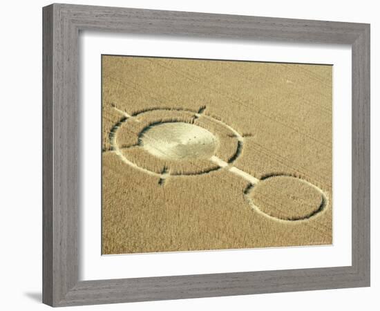 Aerial View of Crop Circles in a Wheat Field, Wiltshire, England, United Kingdom-Adam Woolfitt-Framed Photographic Print