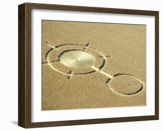 Aerial View of Crop Circles in a Wheat Field, Wiltshire, England, United Kingdom-Adam Woolfitt-Framed Photographic Print