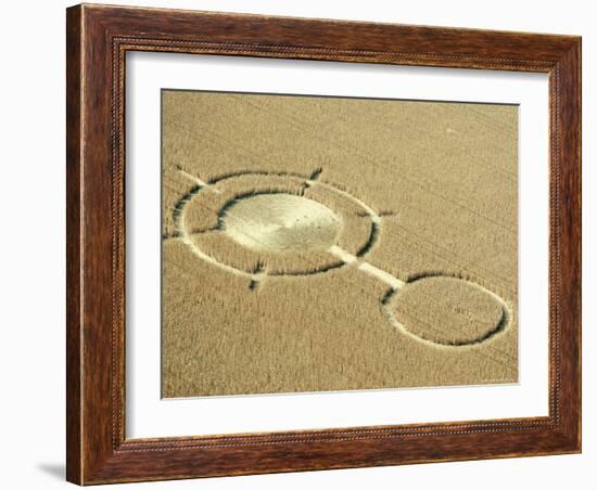 Aerial View of Crop Circles in a Wheat Field, Wiltshire, England, United Kingdom-Adam Woolfitt-Framed Photographic Print