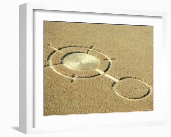 Aerial View of Crop Circles in a Wheat Field, Wiltshire, England, United Kingdom-Adam Woolfitt-Framed Photographic Print