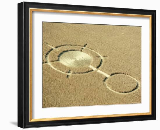 Aerial View of Crop Circles in a Wheat Field, Wiltshire, England, United Kingdom-Adam Woolfitt-Framed Photographic Print