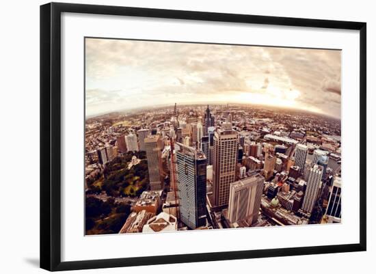 Aerial View of Downtown Sydney at Sunset, Australia.-Andrey Bayda-Framed Photographic Print