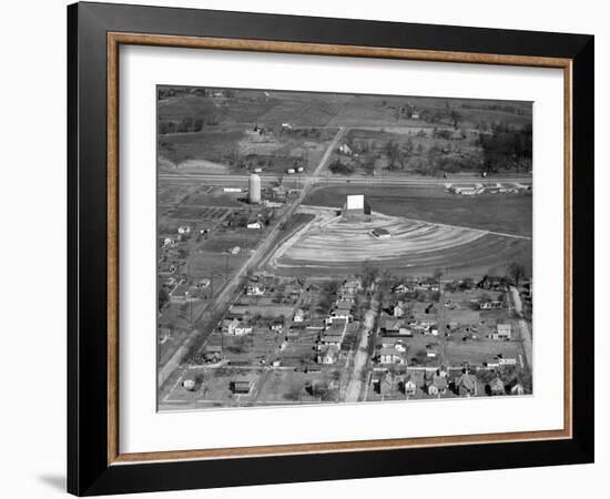 Aerial View of Drive-In Theater in Rural Indiana, Ca. 1955.-Kirn Vintage Stock-Framed Photographic Print