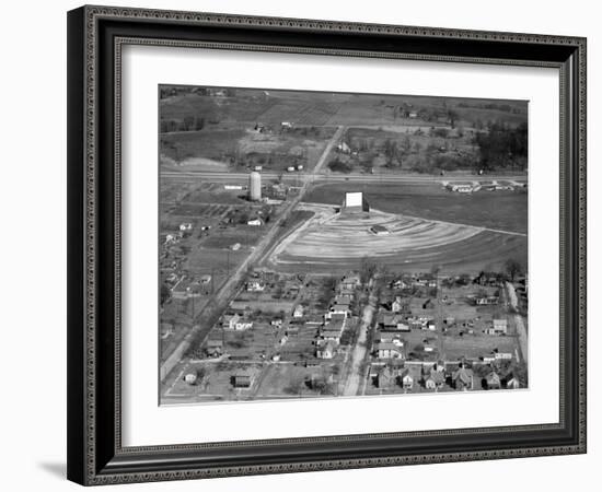 Aerial View of Drive-In Theater in Rural Indiana, Ca. 1955.-Kirn Vintage Stock-Framed Photographic Print