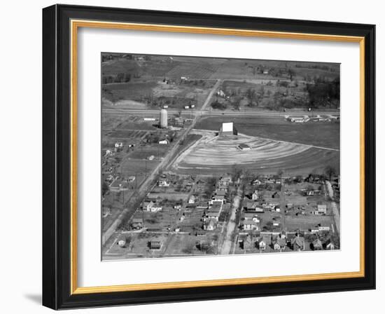 Aerial View of Drive-In Theater in Rural Indiana, Ca. 1955.-Kirn Vintage Stock-Framed Photographic Print