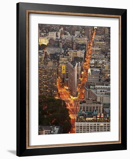 Aerial view of Flatiron Building, NYC-Michel Setboun-Framed Art Print