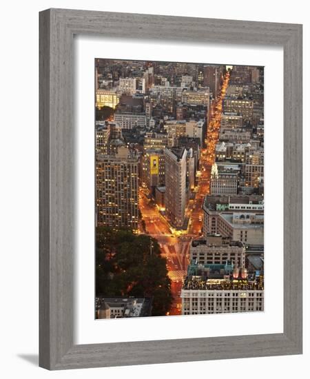 Aerial view of Flatiron Building, NYC-Michel Setboun-Framed Art Print