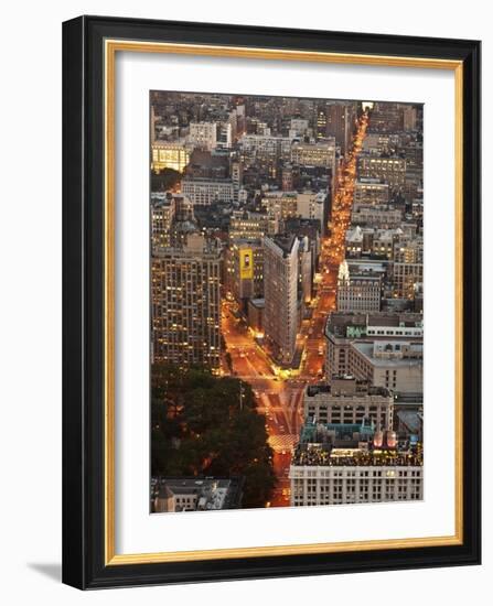 Aerial view of Flatiron Building, NYC-Michel Setboun-Framed Art Print