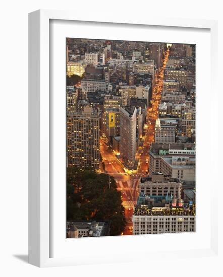 Aerial view of Flatiron Building, NYC-Michel Setboun-Framed Art Print
