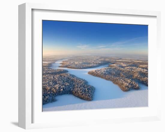 Aerial View of Forest Plain in Time of Sunny Winter Day.-Vladimir Melnikov-Framed Photographic Print