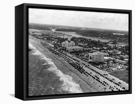 Aerial View of Fort Lauderdale Beach, 1950-null-Framed Premier Image Canvas