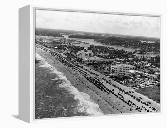 Aerial View of Fort Lauderdale Beach, 1950-null-Framed Premier Image Canvas