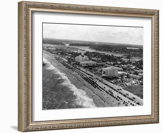 Aerial View of Fort Lauderdale Beach, 1950-null-Framed Photographic Print