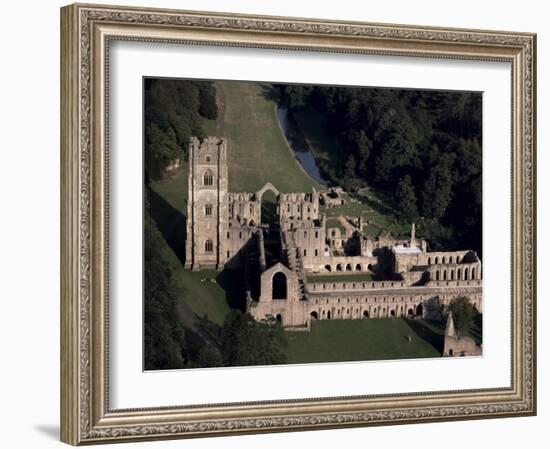 Aerial View of Fountains Abbey, Unesco World Heritage Site, Yorkshire, England-Adam Woolfitt-Framed Photographic Print