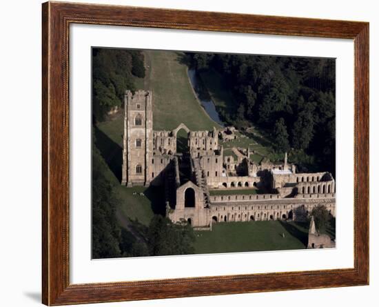 Aerial View of Fountains Abbey, Unesco World Heritage Site, Yorkshire, England-Adam Woolfitt-Framed Photographic Print
