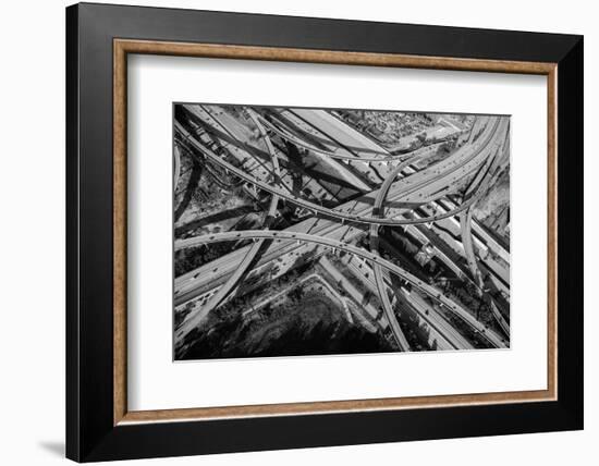 Aerial view of freeway interchange, City Of Los Angeles, Los Angeles County, California, USA-Panoramic Images-Framed Photographic Print