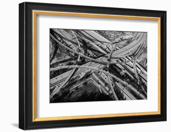 Aerial view of freeway interchange, City Of Los Angeles, Los Angeles County, California, USA-Panoramic Images-Framed Photographic Print