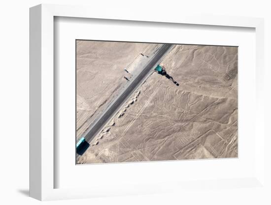 Aerial View of Geoglyphs near Nazca - Nazca Lines, Peru. in the Center, Tree Figure is Present, on-Matyas Rehak-Framed Photographic Print