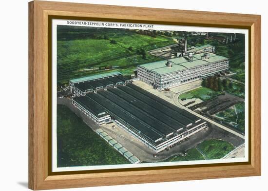 Aerial View of Goodyear-Zeppelin Fabrication Plant - Akron, OH-Lantern Press-Framed Stretched Canvas