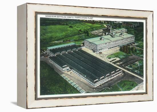 Aerial View of Goodyear-Zeppelin Fabrication Plant - Akron, OH-Lantern Press-Framed Stretched Canvas