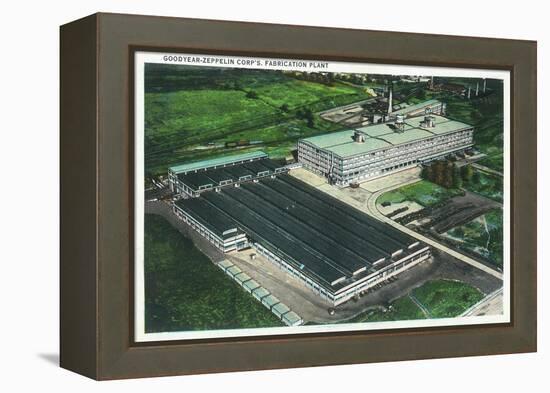 Aerial View of Goodyear-Zeppelin Fabrication Plant - Akron, OH-Lantern Press-Framed Stretched Canvas