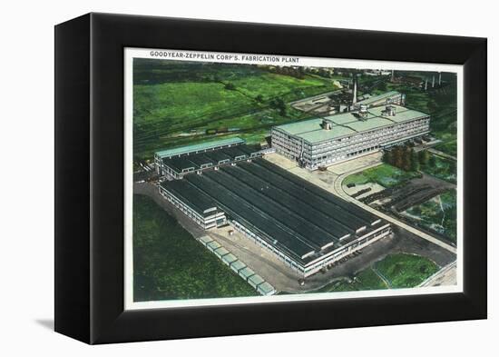 Aerial View of Goodyear-Zeppelin Fabrication Plant - Akron, OH-Lantern Press-Framed Stretched Canvas