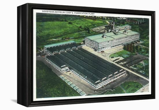 Aerial View of Goodyear-Zeppelin Fabrication Plant - Akron, OH-Lantern Press-Framed Stretched Canvas