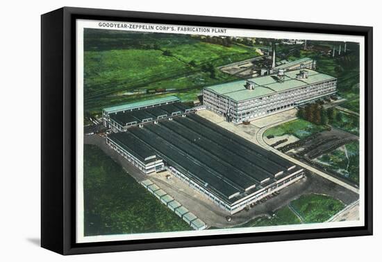 Aerial View of Goodyear-Zeppelin Fabrication Plant - Akron, OH-Lantern Press-Framed Stretched Canvas