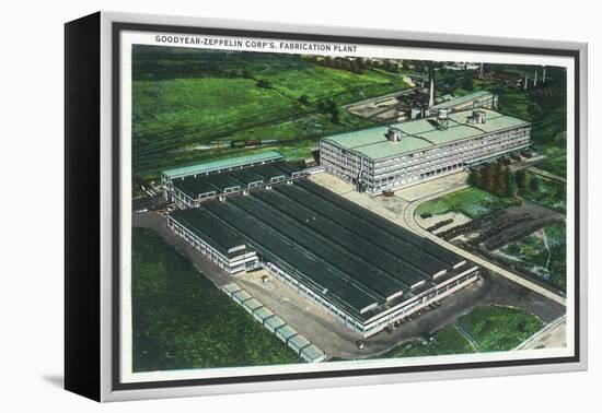 Aerial View of Goodyear-Zeppelin Fabrication Plant - Akron, OH-Lantern Press-Framed Stretched Canvas