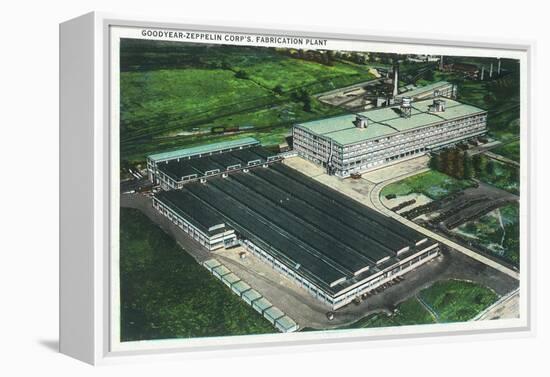 Aerial View of Goodyear-Zeppelin Fabrication Plant - Akron, OH-Lantern Press-Framed Stretched Canvas