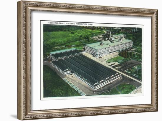 Aerial View of Goodyear-Zeppelin Fabrication Plant - Akron, OH-Lantern Press-Framed Art Print