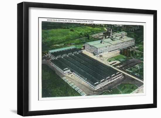 Aerial View of Goodyear-Zeppelin Fabrication Plant - Akron, OH-Lantern Press-Framed Art Print