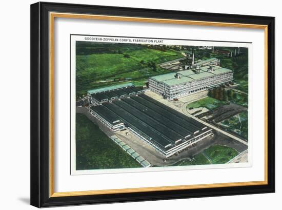 Aerial View of Goodyear-Zeppelin Fabrication Plant - Akron, OH-Lantern Press-Framed Art Print