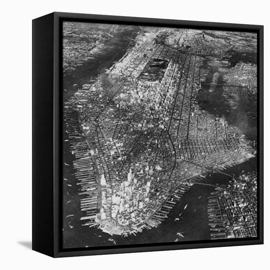 Aerial View of Greater New York, Showing Manhattan Island-null-Framed Premier Image Canvas