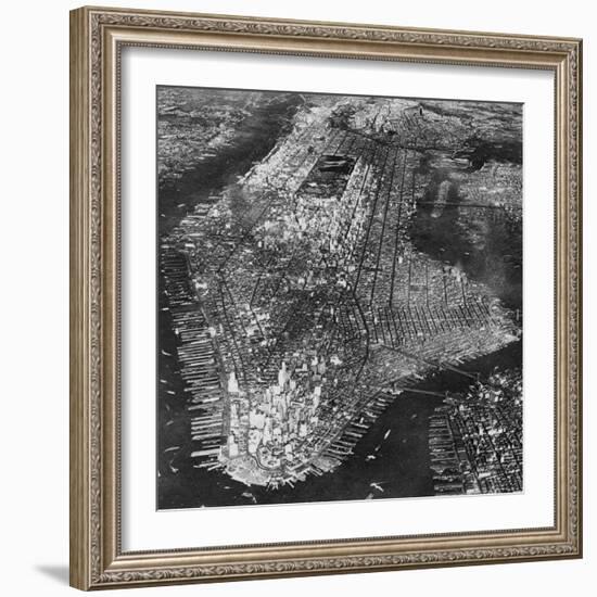 Aerial View of Greater New York, Showing Manhattan Island-null-Framed Photographic Print