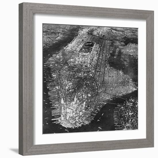 Aerial View of Greater New York, Showing Manhattan Island-null-Framed Photographic Print