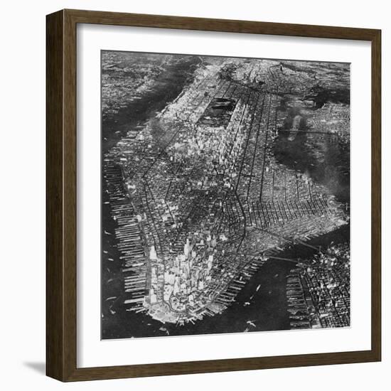 Aerial View of Greater New York, Showing Manhattan Island-null-Framed Photographic Print