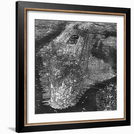 Aerial View of Greater New York, Showing Manhattan Island-null-Framed Photographic Print