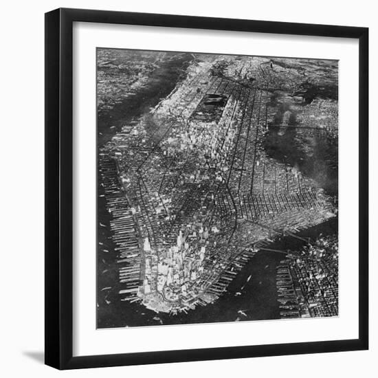 Aerial View of Greater New York, Showing Manhattan Island-null-Framed Photographic Print