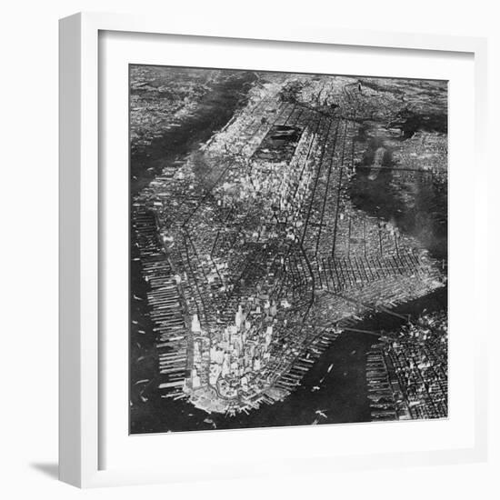 Aerial View of Greater New York, Showing Manhattan Island-null-Framed Photographic Print