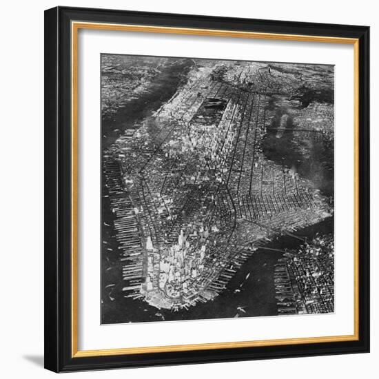 Aerial View of Greater New York, Showing Manhattan Island-null-Framed Photographic Print