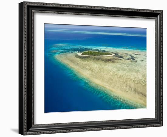 Aerial View of Green Island, The Great Barrier Reef, Cairns Area, North Coast, Queensland-Walter Bibikow-Framed Photographic Print