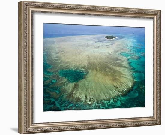 Aerial View of Green Island, The Great Barrier Reef, Cairns Area, North Coast, Queensland-Walter Bibikow-Framed Photographic Print