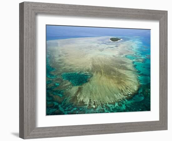 Aerial View of Green Island, The Great Barrier Reef, Cairns Area, North Coast, Queensland-Walter Bibikow-Framed Photographic Print