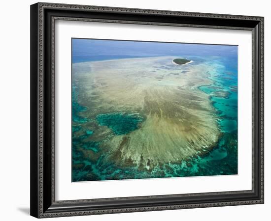 Aerial View of Green Island, The Great Barrier Reef, Cairns Area, North Coast, Queensland-Walter Bibikow-Framed Photographic Print