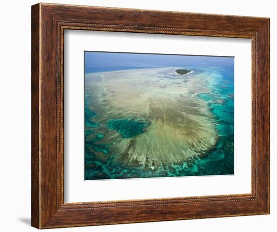 Aerial View of Green Island, The Great Barrier Reef, Cairns Area, North Coast, Queensland-Walter Bibikow-Framed Photographic Print