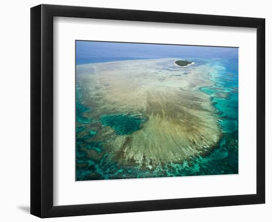 Aerial View of Green Island, The Great Barrier Reef, Cairns Area, North Coast, Queensland-Walter Bibikow-Framed Photographic Print