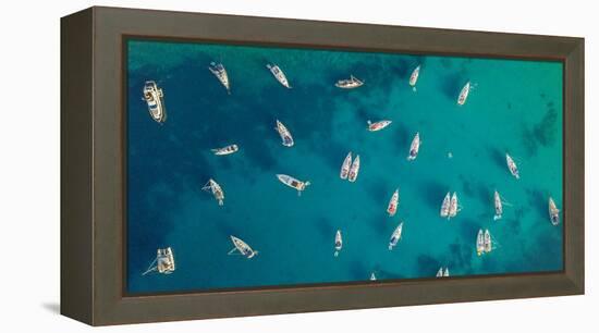 Aerial View of Group of Sailing Boats Anchoring on Buoys.-Jag_cz-Framed Premier Image Canvas