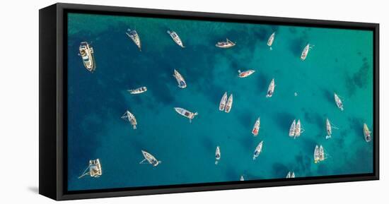 Aerial View of Group of Sailing Boats Anchoring on Buoys.-Jag_cz-Framed Premier Image Canvas