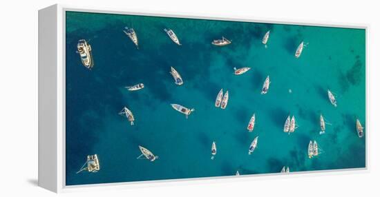 Aerial View of Group of Sailing Boats Anchoring on Buoys.-Jag_cz-Framed Premier Image Canvas